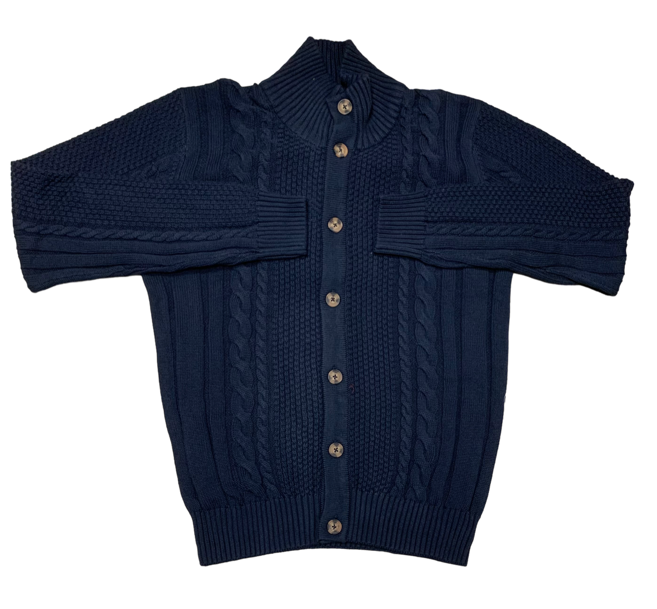 Soul of London Full Button Sweater, Navy | Caswell's Fine Menswear