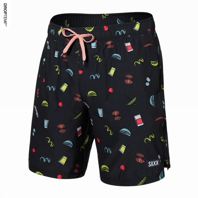 Saxx Oh Buoy Stretch Volley Swim Shorts 7 / Twists and Shots-Faded Bl