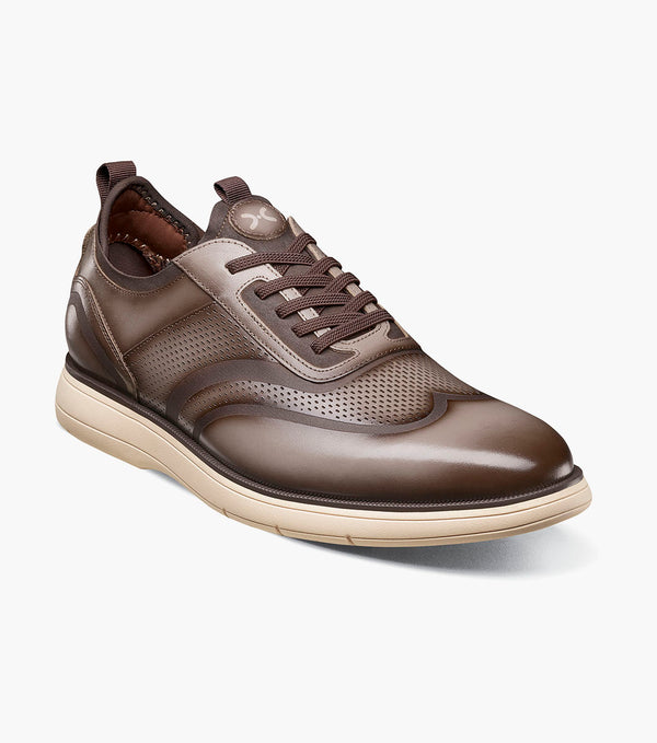 Stacey Adams Edgewood Wingtip Elastic Lace Up | Taupe