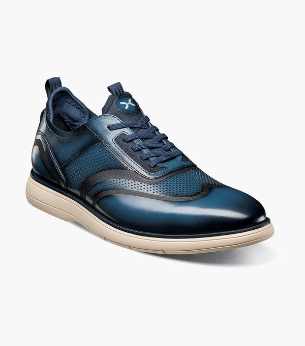 Stacey Adams  Edgewood Wingtip Elastic Lace Up | Blue