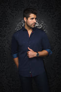 Au Noir 360° Stretch Shirt | DUNN, Navy