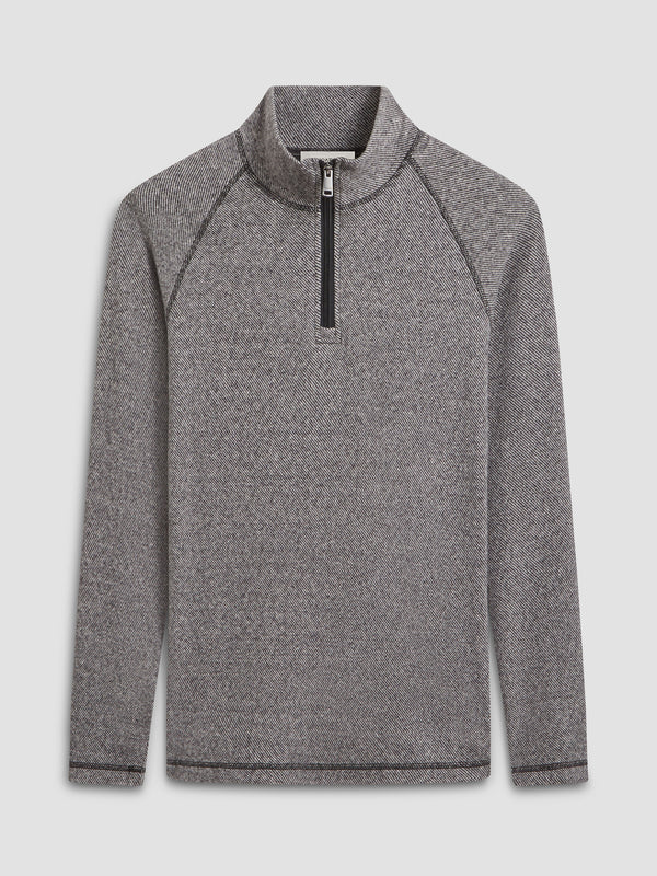 Bugatchi Diagonal Pinstripe Quarter Zip Pull Over | Black