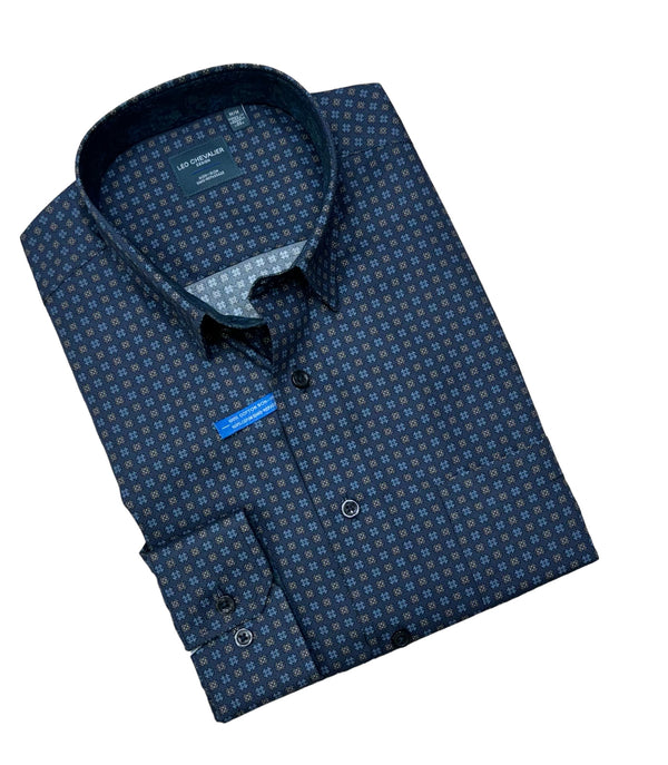 Leo Chevalier Hidden Button Down Shirt | Navy