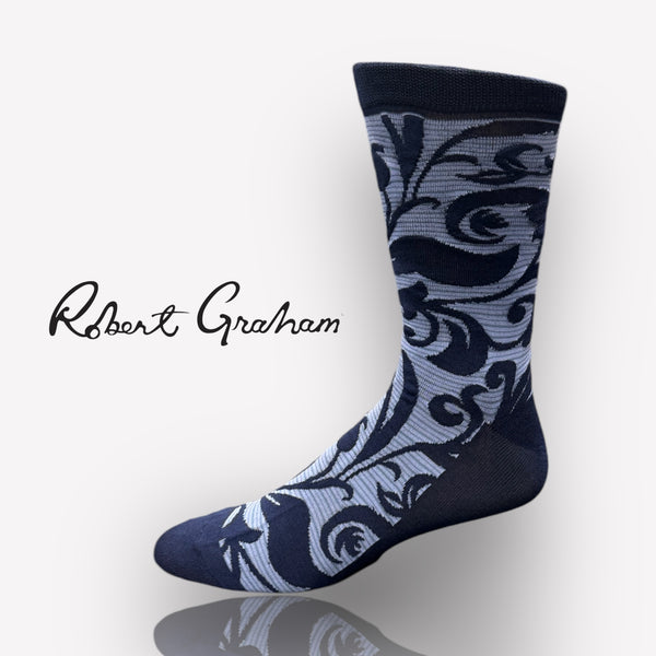 Robert Graham Damask Socks | Navy