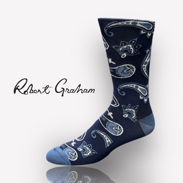 Robert Graham Paisley Socks | Navy/White