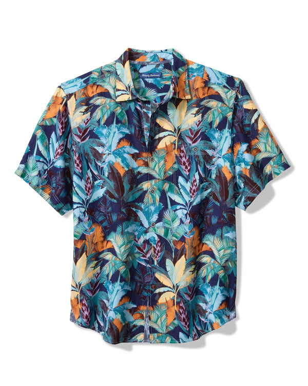 Tommy Bahama Sand Linen Fuego Palms Camp Shirt | Blue Jean