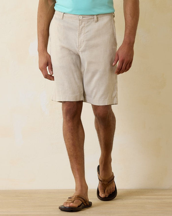 Tommy Bahama Beach Coast Linen-Blend Flat-Front 10-Inch Shorts | Stone Khaki