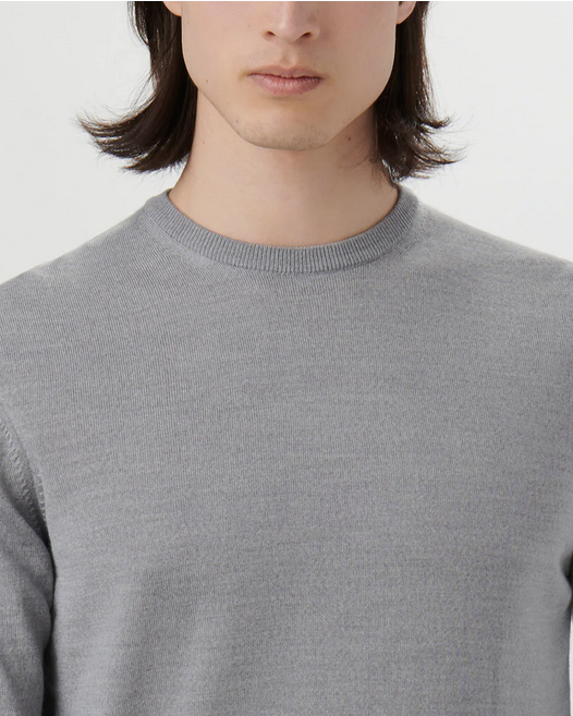 Bugatchi Super Merino Solid Crew Neck Sweater, Cement - Caswell's Fine Menswear