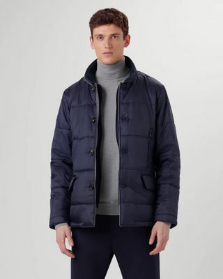 Bugatchi Quilted Three Quarter Jacket, Navy - Caswell's Fine Menswear