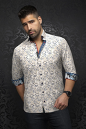 Au Noir Shirt | ALBERTO, Stone - Caswell's Fine Menswear