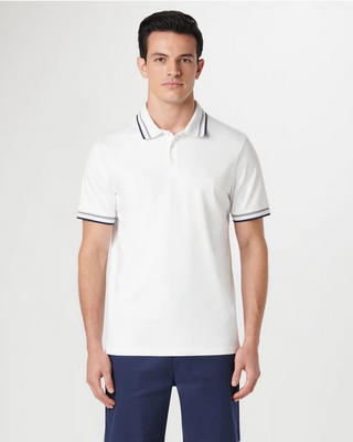 Bugatchi Tipped Solid Polo | White - Caswell's Fine Menswear