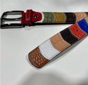 7 Downie Street Patchwork Belt | Red - Caswell's Fine Menswear