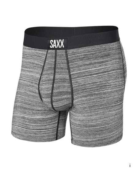 Saxx Ultra Super Soft Comfort Blend Boxer Brief 5" (caleçon) | Caleçon en cuir de couleur gris, à rayures espacées