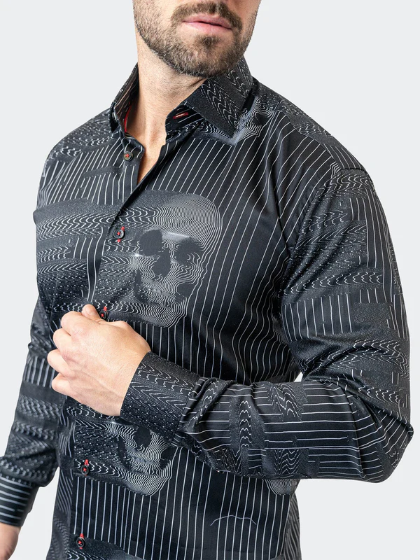 Maceoo Shirt Fibonacci SkullGost | Black