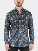 Maceoo Shirt Fibonacci PaisleyBlue | Black