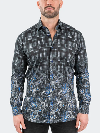 Maceoo Shirt Fibonacci PaisleyBlue | Black