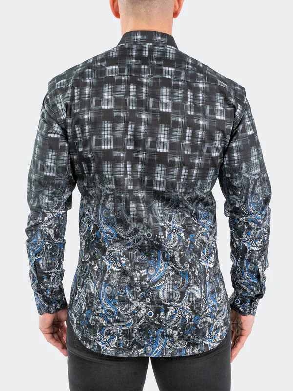 Maceoo Shirt Fibonacci PaisleyBlue | Black