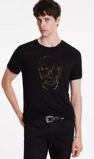 John Varvatos Embellished Skull Tee | Black