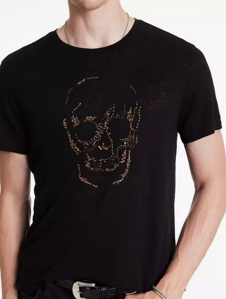 John Varvatos Embellished Skull Tee | Black