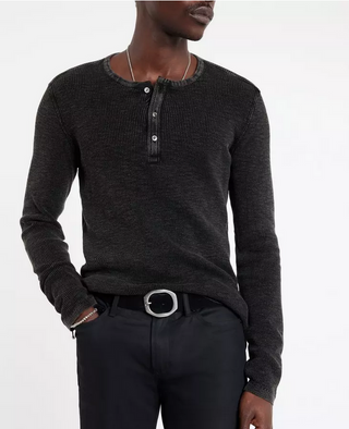 John Varvatos Memphis Waffle Henley | Black