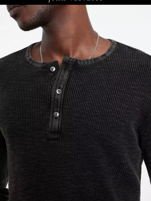 John Varvatos Memphis Waffle Henley | Black