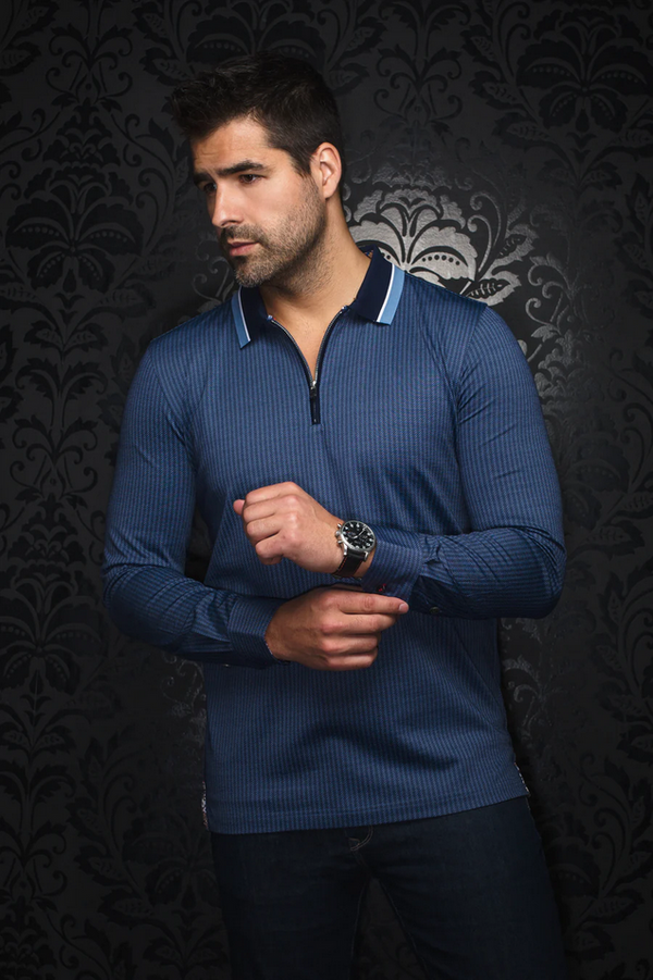 Au Noir Polo Long Sleeve | FEDERICO, Blue