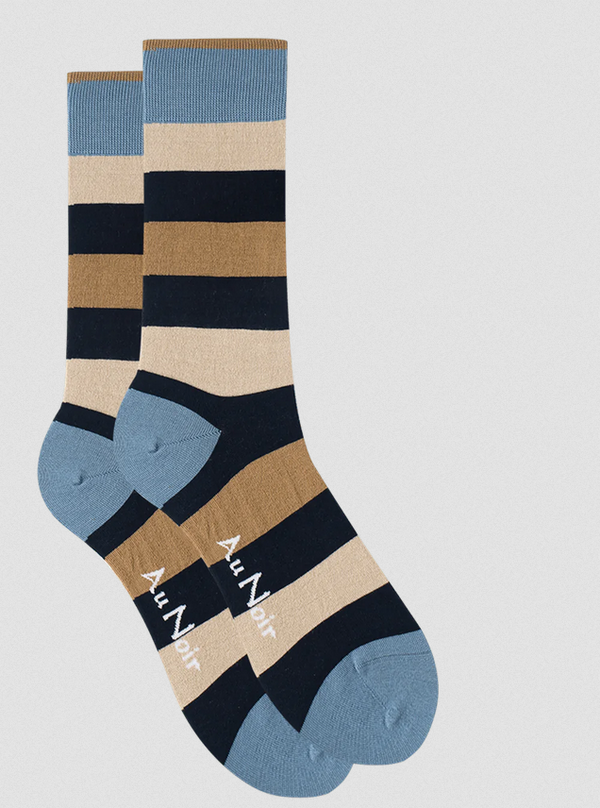 Au Noir Socks | Navy/Taupe