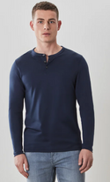 The Barakett Long-Sleeve Henley | Blue Night