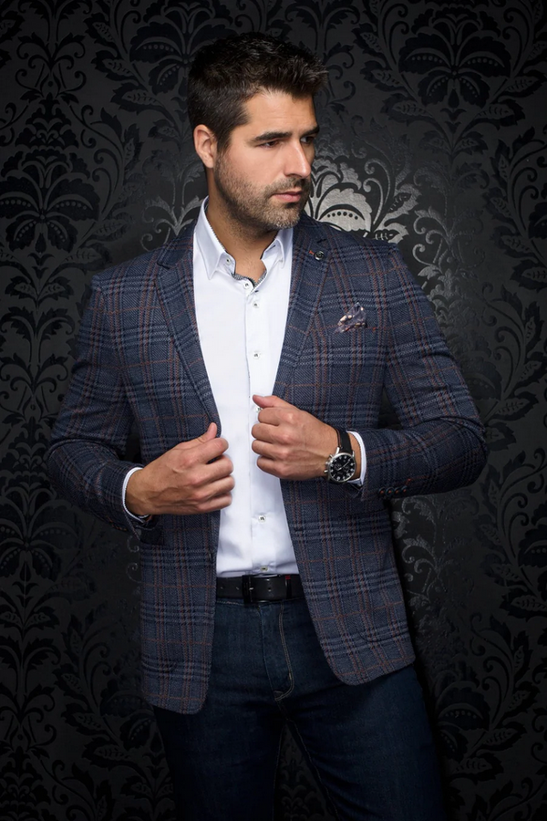 Au Noir Blazer | CENTURY PLAID, marine