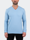 Maceoo V-Neck Edison Solid | Pouder Blue