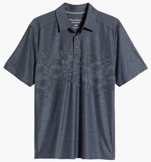 Tommy Bahama Palm Coast Hibiscus Border IslandZone® Polo | Coal