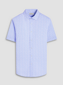 Bugatchi Miles Pattern OoohCotton® Short Sleeve Shirt | Air Blue