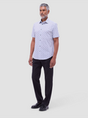 Bugatchi Miles Pattern OoohCotton® Short Sleeve Shirt | Platinum