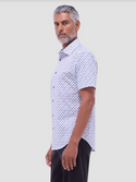 Bugatchi Miles Pattern OoohCotton® Short Sleeve Shirt | Platinum