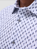 Bugatchi Miles Pattern OoohCotton® Short Sleeve Shirt | Platinum