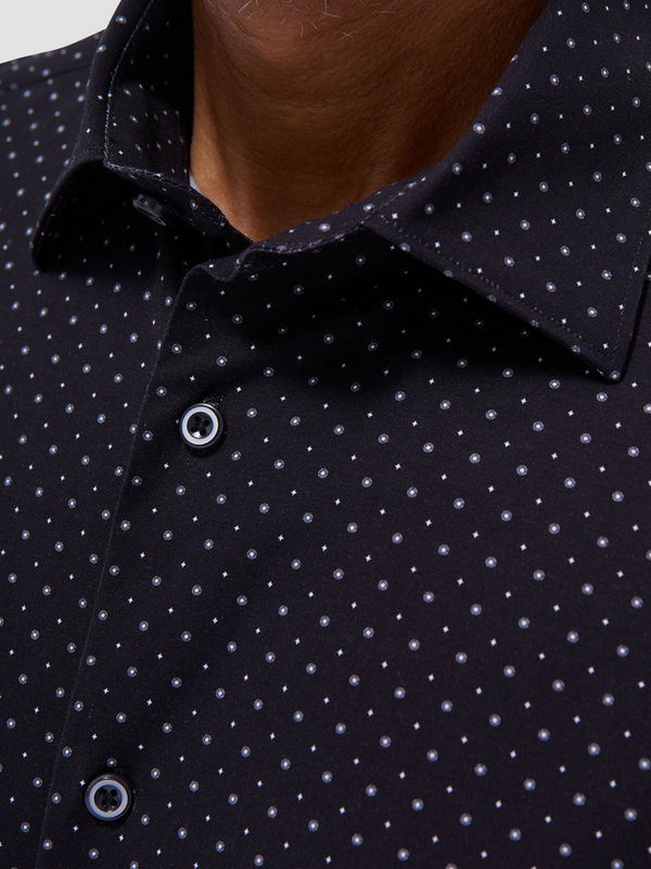 Bugatchi Miles Pattern OoohCotton® Short Sleeve Shirt | Black