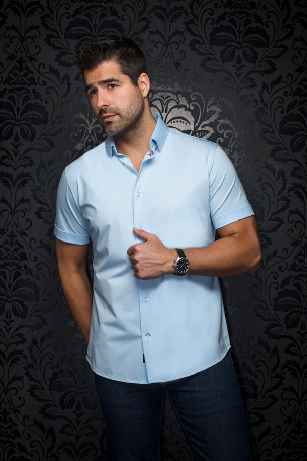 Au Noir 360° Stretch Shirt Short Sleeve | ALEX-SLD, Light Blue