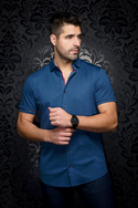 Au Noir 360° Stretch Shirt Short Sleeve | DIVENERE, Indigo