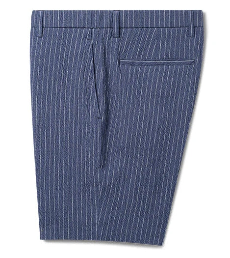 Deke Oasis Bermuda In Supernatural Seersucker | Indigo Heather