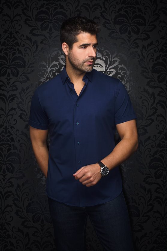 Au Noir Shirt | Alex-SS Navy - Caswell's Fine Menswear