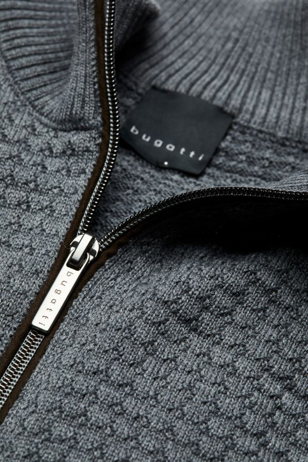 Bugatti 1/4 Zip Sweater, Grey - Caswell's Fine Menswear