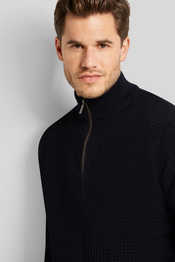 Bugatti 1/4 Zip Sweater, Black - Caswell's Fine Menswear