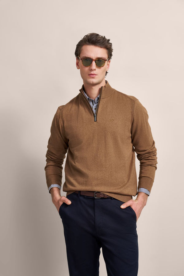 Bugatti Sweater 1/4 Zip | Brown