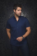 Au Noir 360° Stretch Shirt Short Sleeve | ALEX-SLD, Navy