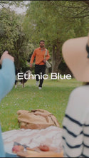 Ethnic Blue Polo Sweater Soft Touch | Ecru